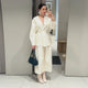 Solid Lace up Coat Long Pants Lady Set V-Neck Long Sleeve Jacket High Waist Straight Trousers Casual Women's New Sets Streetwear