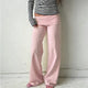 Women Wide Leg Pants Solid Color Fold Over Waist Casual Trousers Spring Fall Loose Sweatpants Bottoms Y2K Streetwear