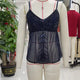 Women Y2K Sequin Beaded Mesh Cami Top Spaghetti Strap V Neck Fitted Sheer Camisole Summer Vacation Going Out Streetwear